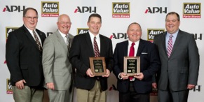 From left to right: Rich Vierkant, vice president of merchandising at APH; John Bartlett, CEO of APH; Bruce Herman, director of sales — program groups and national accounts at East Penn Manufacturing; Mark Hoffman, sales manager at East Penn Manufacturing; and Corey Bartlett, president of APH.