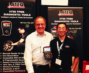 Jim Chen, ATEQ national sales manager – TPMS (right) and Dave Spinney, ATEQ sales representative, presenting the ATEQ VT56 tool at TechTool 2014.