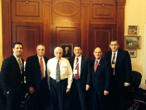 BMC members meeting with Rep. Frank Wolf (R-Va.) shown left to right: John Carney, project manager, FDP Brakes Inc.; Frank Oliveto, vice president, sales and marketing Americas, Util Group; Rep. Wolf; Walt Britland, director, aftermarket products, Federal-Mogul Friction Products; Bill Hanvey, BMC group executive and AASA vice president; and Bob Wilkes, director of product development, Robert Bosch LLC. 